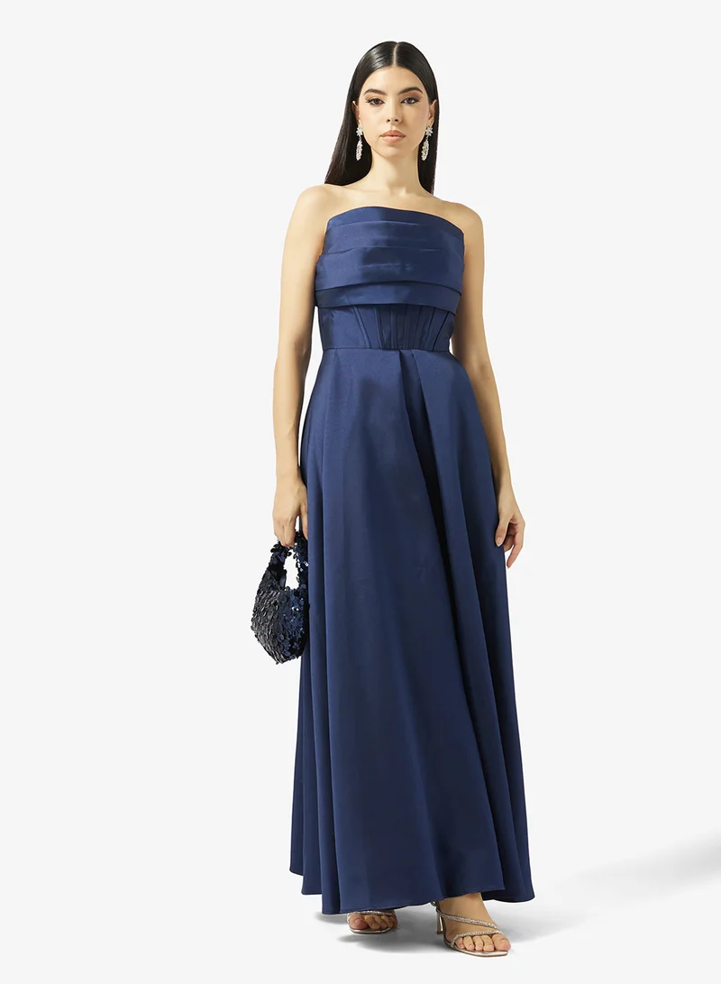 Akadia Fashion  COLD SHOULDER PLEATED BUST TAFFETA DRESS for Women | Best Price UAE